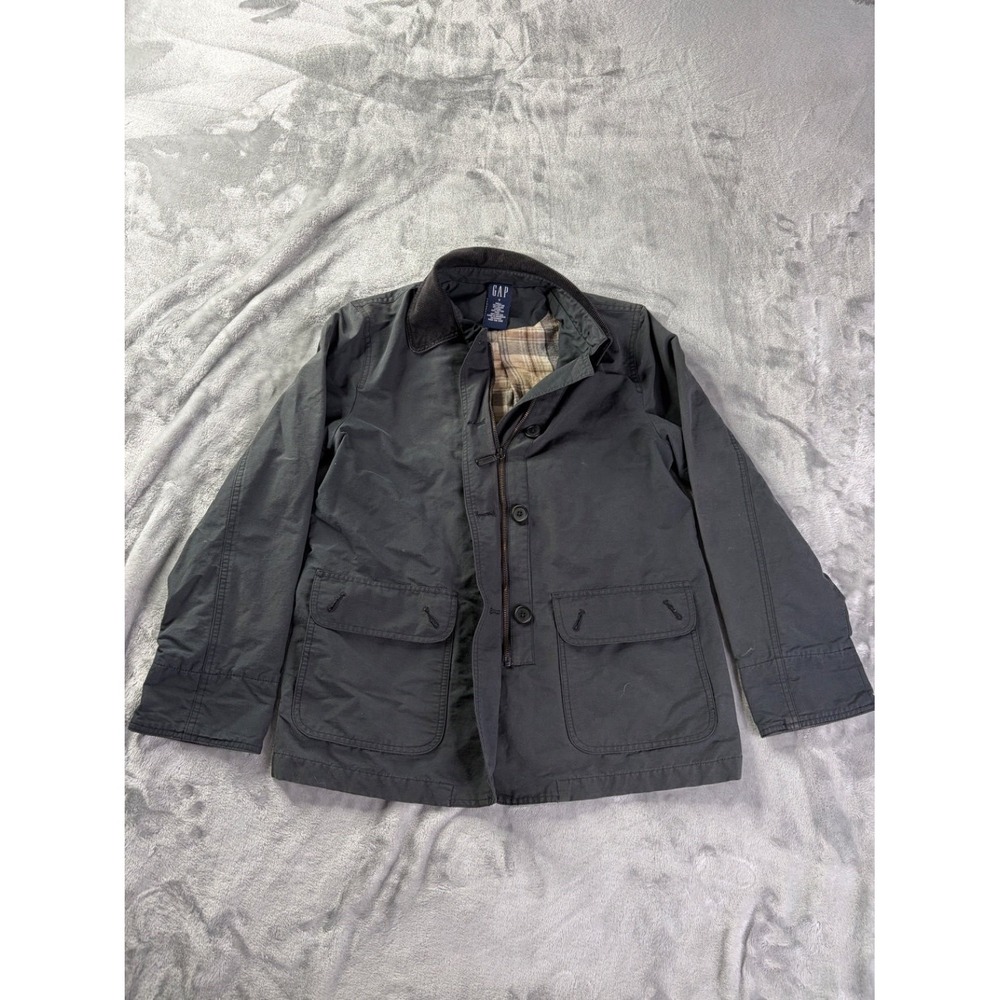 Gap Barn Jacket Mens S Black Corduroy Collar Plaid Lined Chore Field Coat